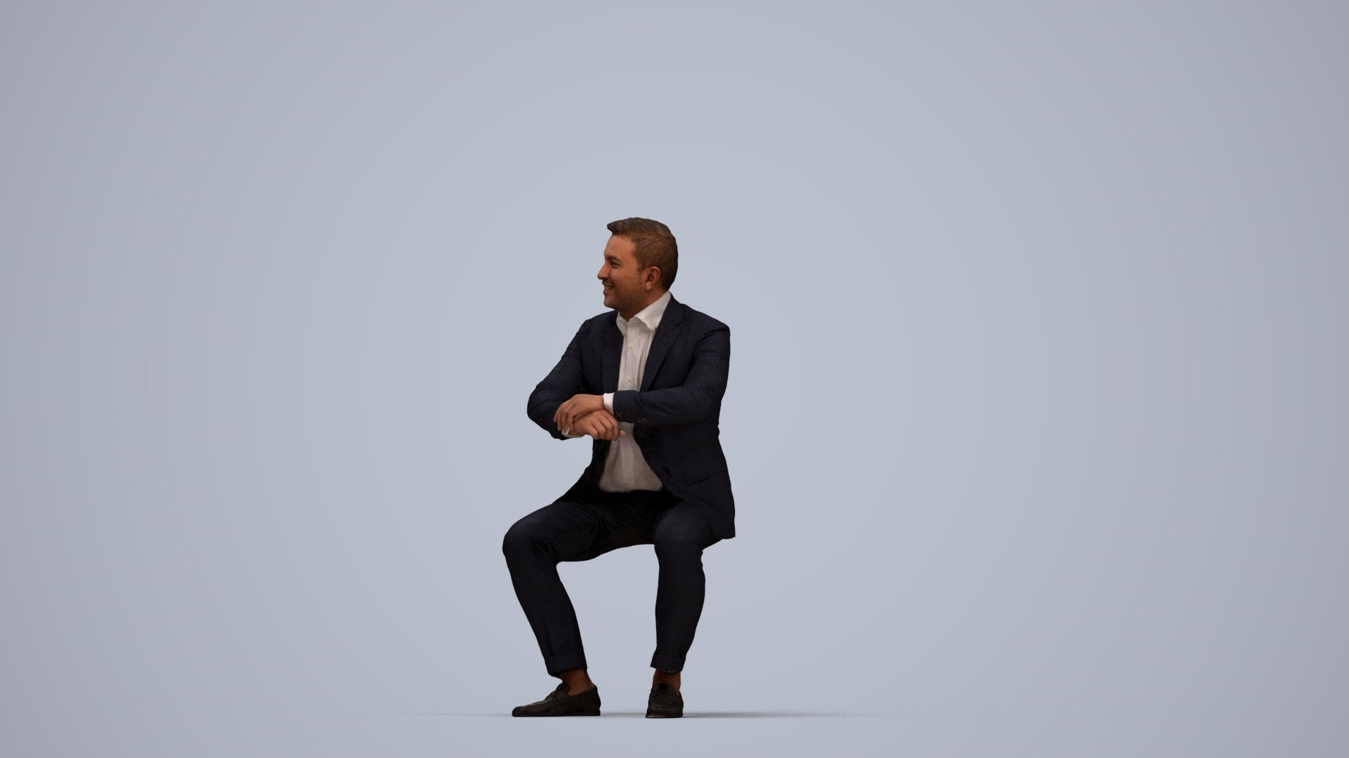 realistic 3D man business, scanned archviz people for Blender and 3ds Max, top-down view render