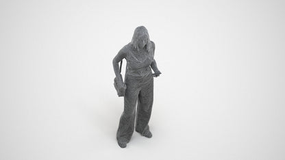 realistic 3D people woman casual standing, render-ready for V-Ray and Corona, FBX OBJ, wireframe three-quarter view