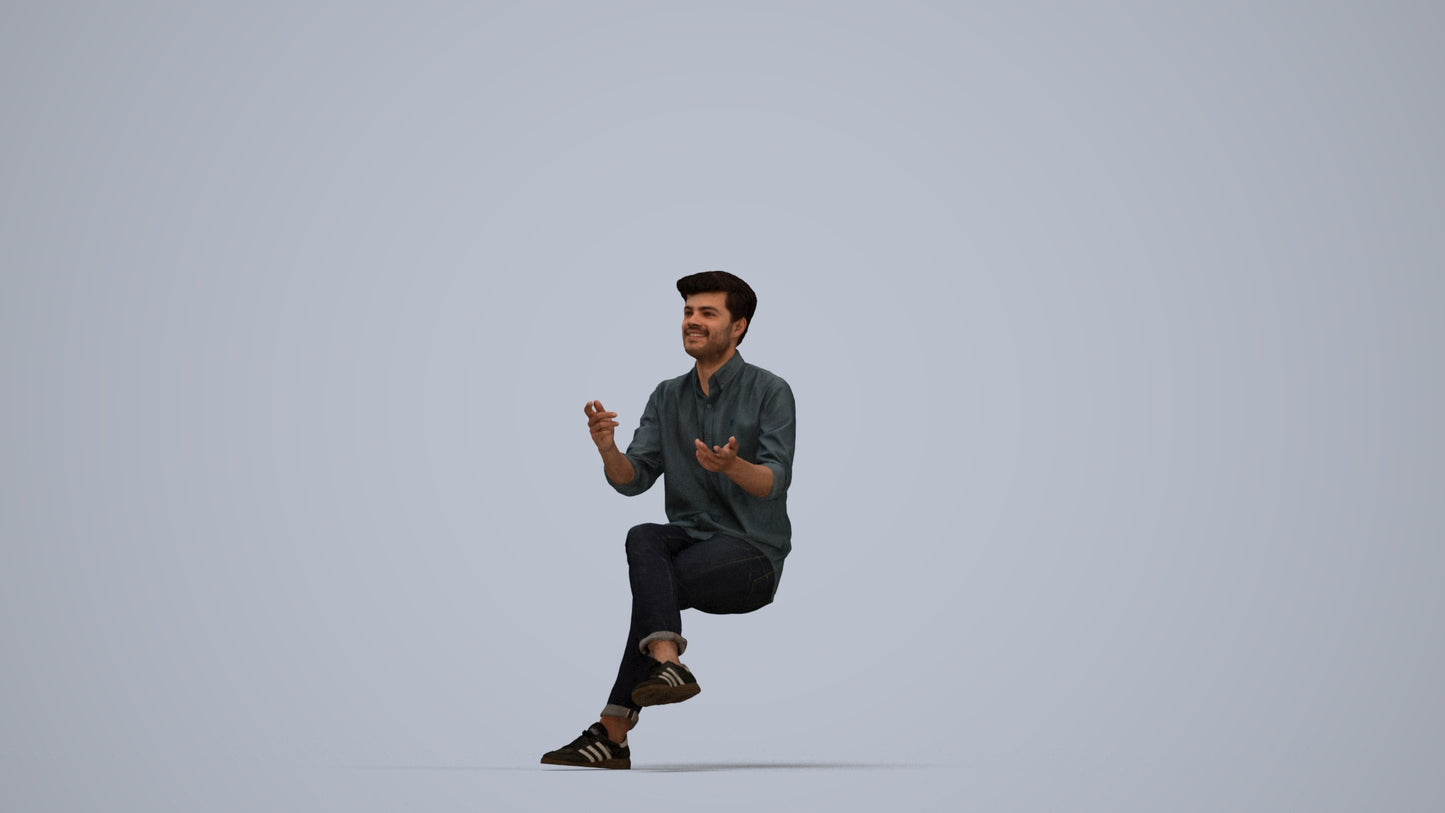 photogrammetry 3D man casual pool, realistic human model archviz FBX, top-down view render