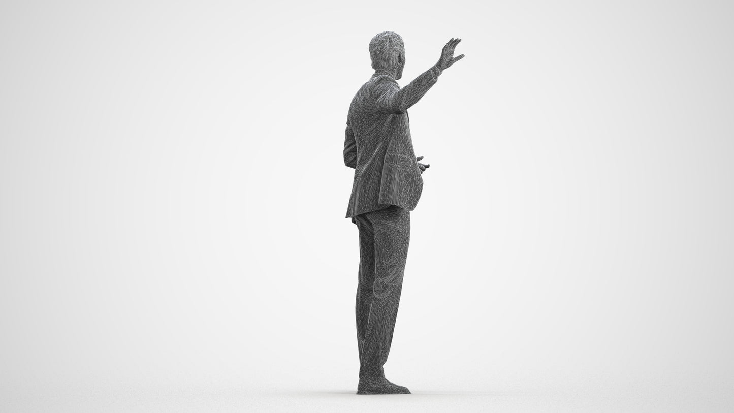 3D scanned man shopping business, photorealistic archviz people for Enscape and SketchUp, wireframe front view