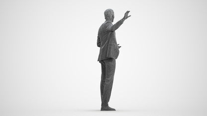 3D scanned man shopping business, photorealistic archviz people for Enscape and SketchUp, wireframe front view