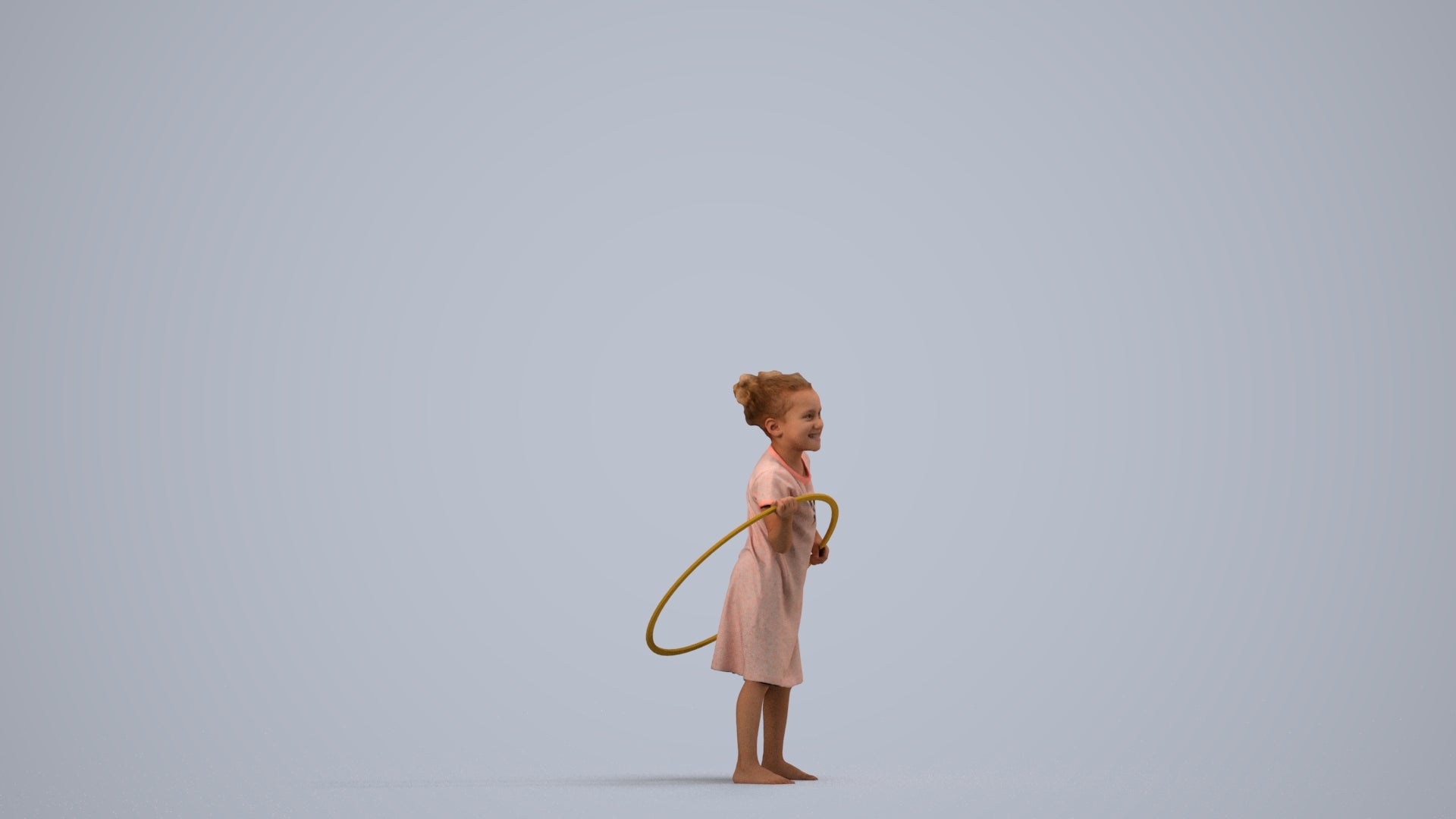 realistic 3D people girl casual kids, render-ready for V-Ray and Corona, FBX OBJ, side view render