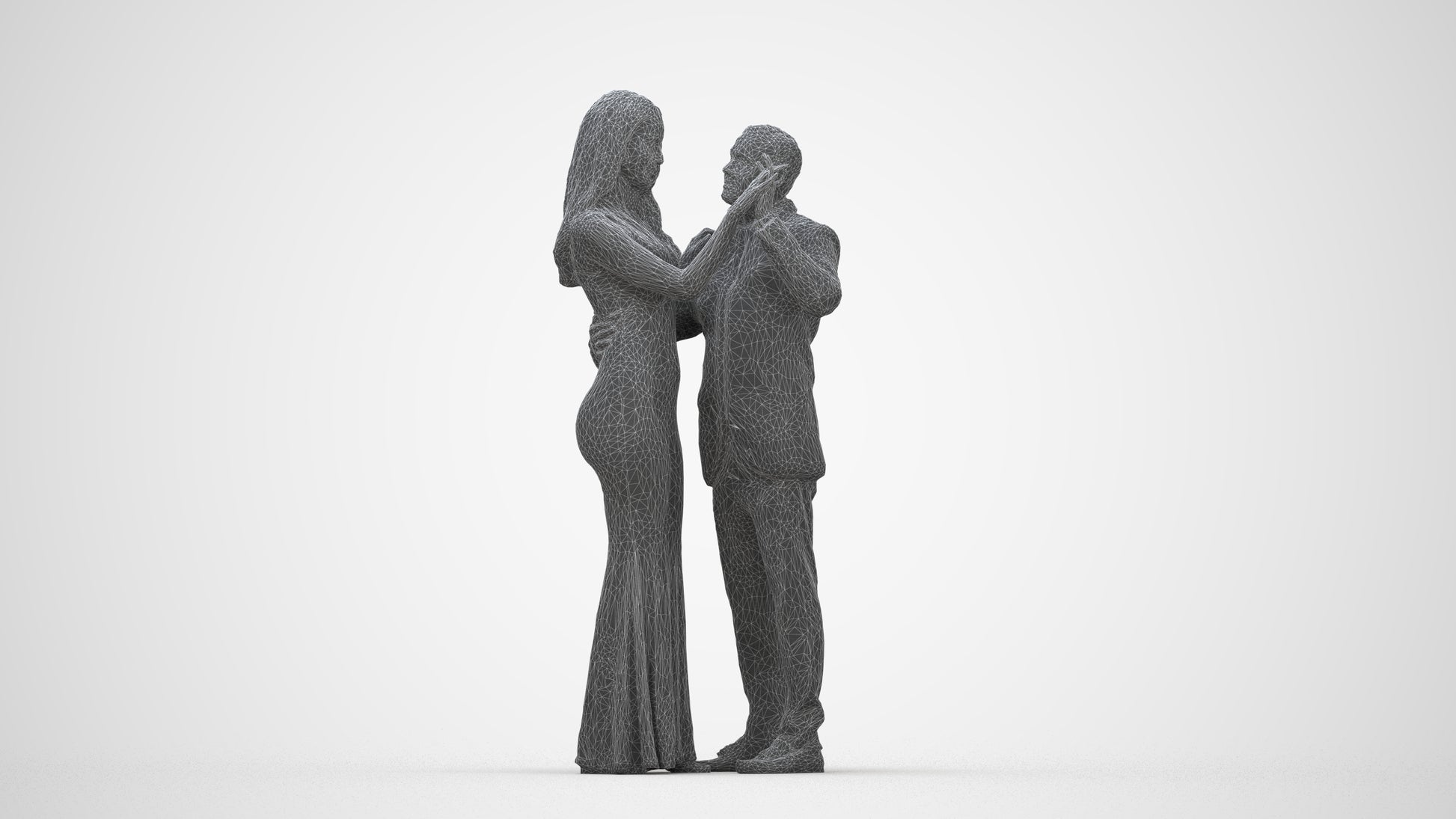 realistic 3D man formal dancing, scanned archviz people for Blender and 3ds Max, wireframe back view