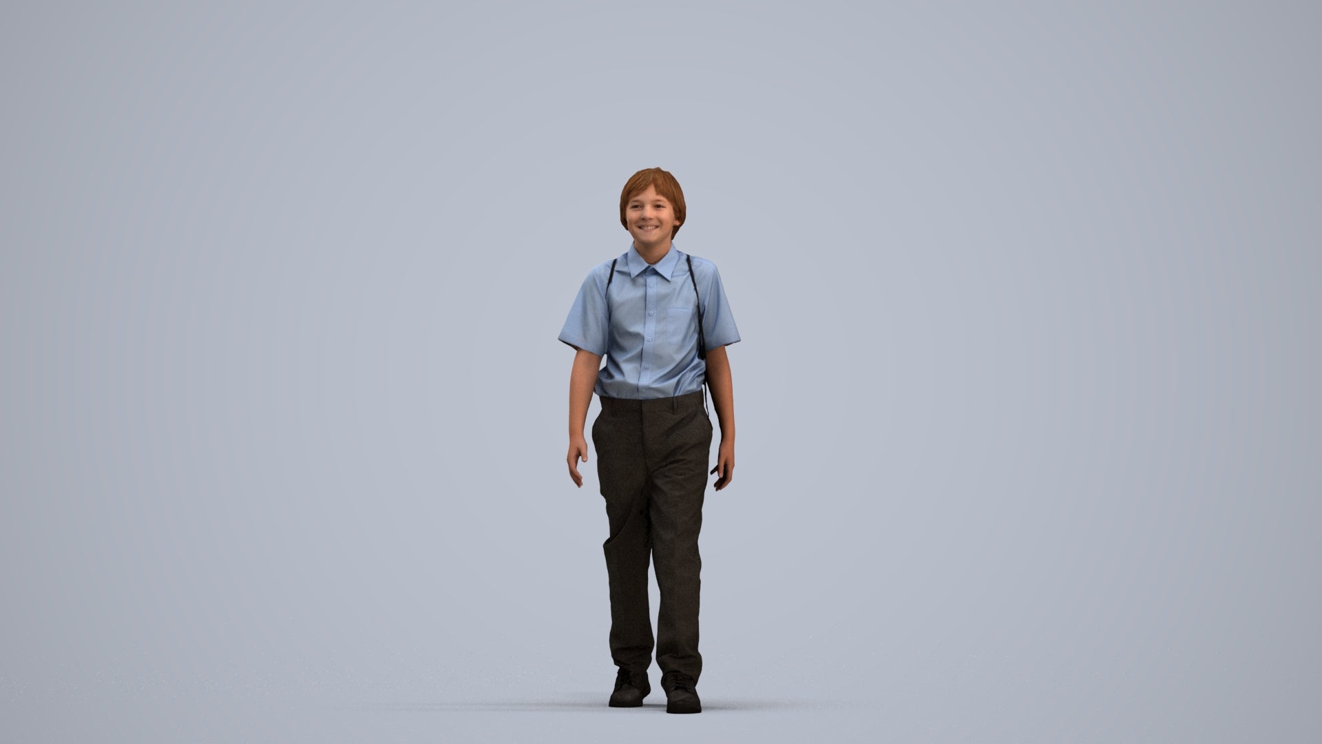 3D people model boy kids, scanned human for 3ds Max rendering, standing pose render