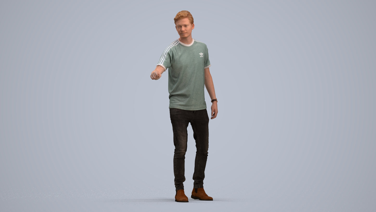 3D scanned man door casual, photorealistic archviz people for Enscape and SketchUp, standing pose render