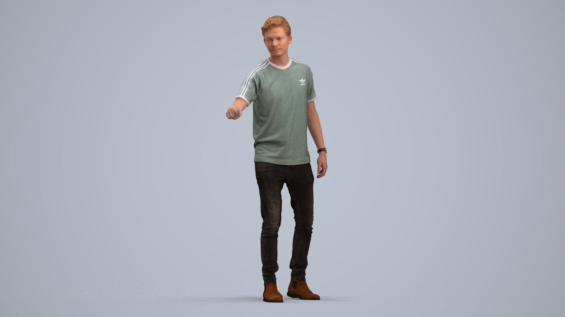 3D scanned man door casual, photorealistic archviz people for Enscape and SketchUp, standing pose render