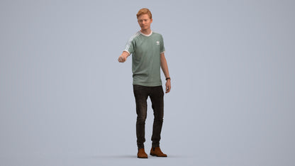 3D scanned man door casual, photorealistic archviz people for Enscape and SketchUp, standing pose render