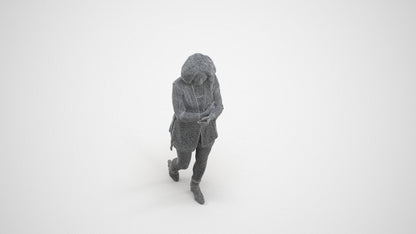 3D people model woman business standing, scanned human for 3ds Max rendering, wireframe three-quarter view