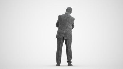 scanned 3D man business mix, photogrammetry people for Enscape and V-Ray, wireframe front view
