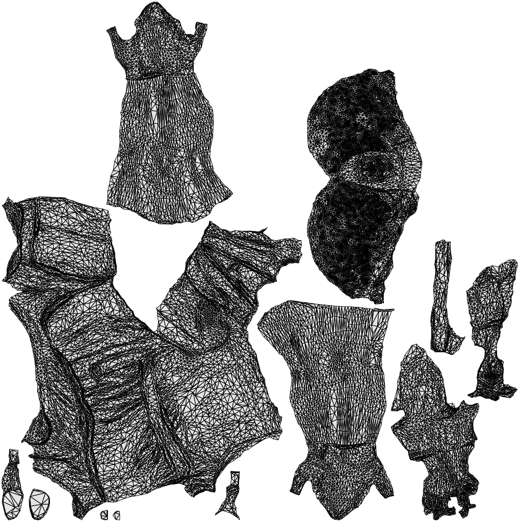 scanned 3D woman business standing, photogrammetry people for Enscape and V-Ray, wireframe top-down view