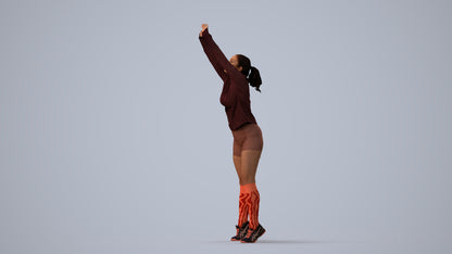 3D scanned woman sport, photorealistic archviz people for Enscape and SketchUp, three-quarter view render