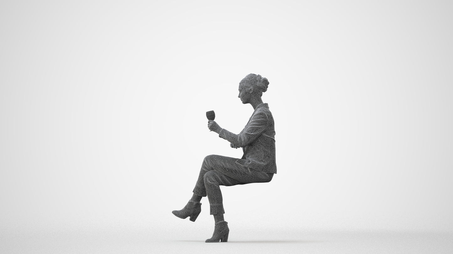 scanned 3D woman business, photogrammetry people for Enscape and V-Ray, square thumbnail