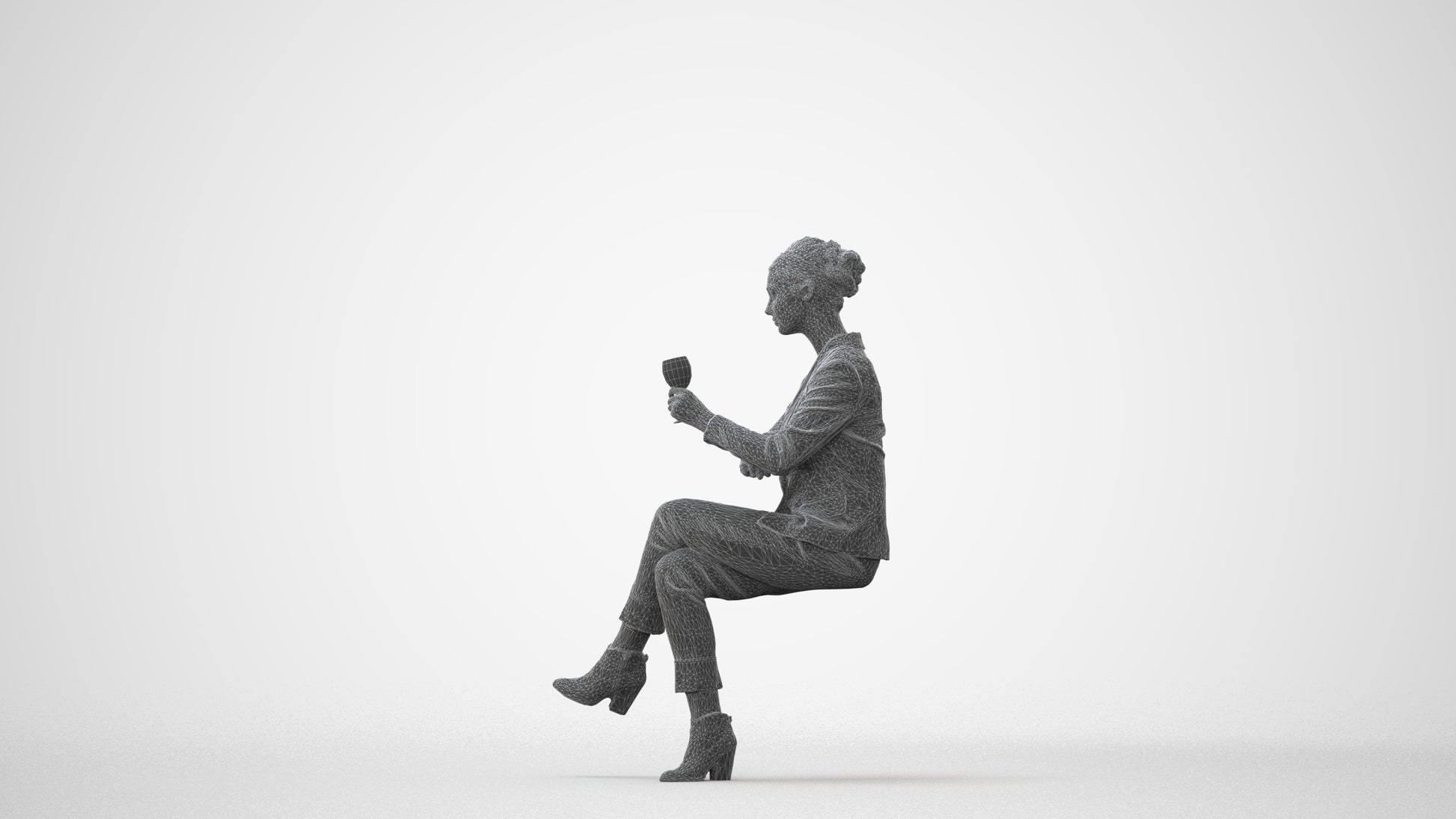 scanned 3D woman business, photogrammetry people for Enscape and V-Ray, square thumbnail