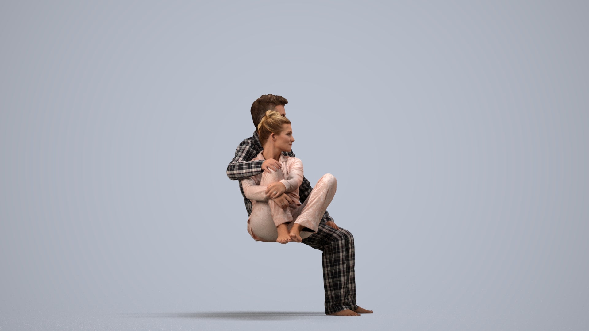 realistic 3D human woman bathroom, archviz people FBX OBJ for Blender, side view render