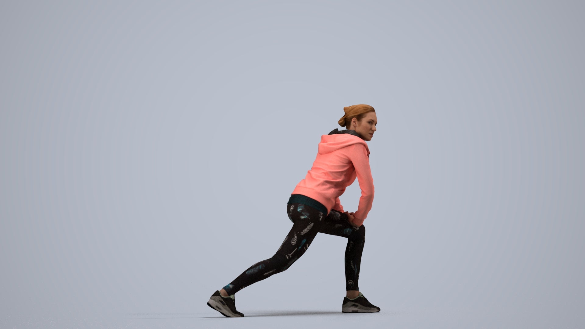scanned 3D woman sport, photogrammetry people for Enscape and V-Ray, side view render