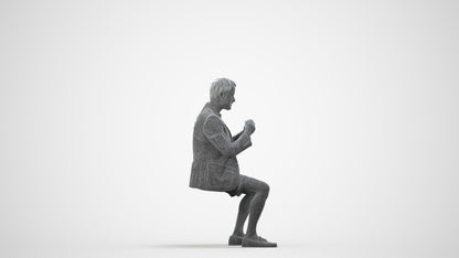 3D scanned man business, photorealistic archviz people for Enscape and SketchUp, wireframe side view