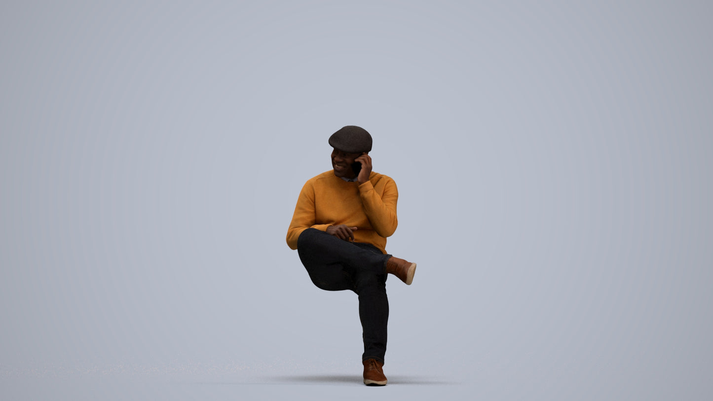 realistic 3D man casual sitting, scanned archviz people for Blender and 3ds Max, standing pose render