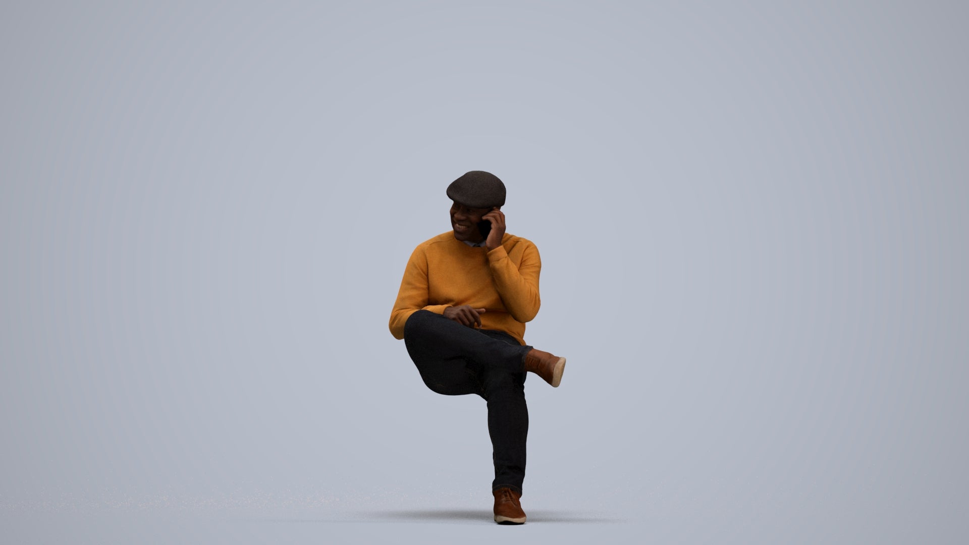 realistic 3D man casual sitting, scanned archviz people for Blender and 3ds Max, standing pose render