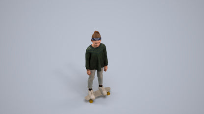 scanned 3D girl casual kids, photogrammetry people for Enscape and V-Ray, back view render