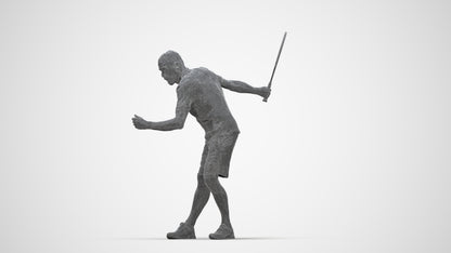 photogrammetry 3D senior man sport, realistic human model archviz FBX, wireframe back view