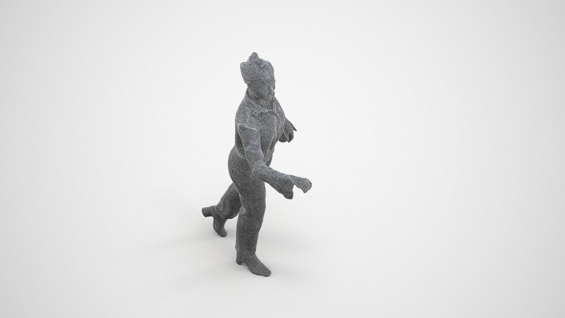 scanned 3D woman business door, photogrammetry people for Enscape and V-Ray, wireframe three-quarter view