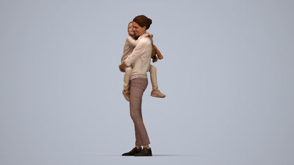 3D scanned girl kids casual, photorealistic archviz people for Enscape and SketchUp, top-down view render