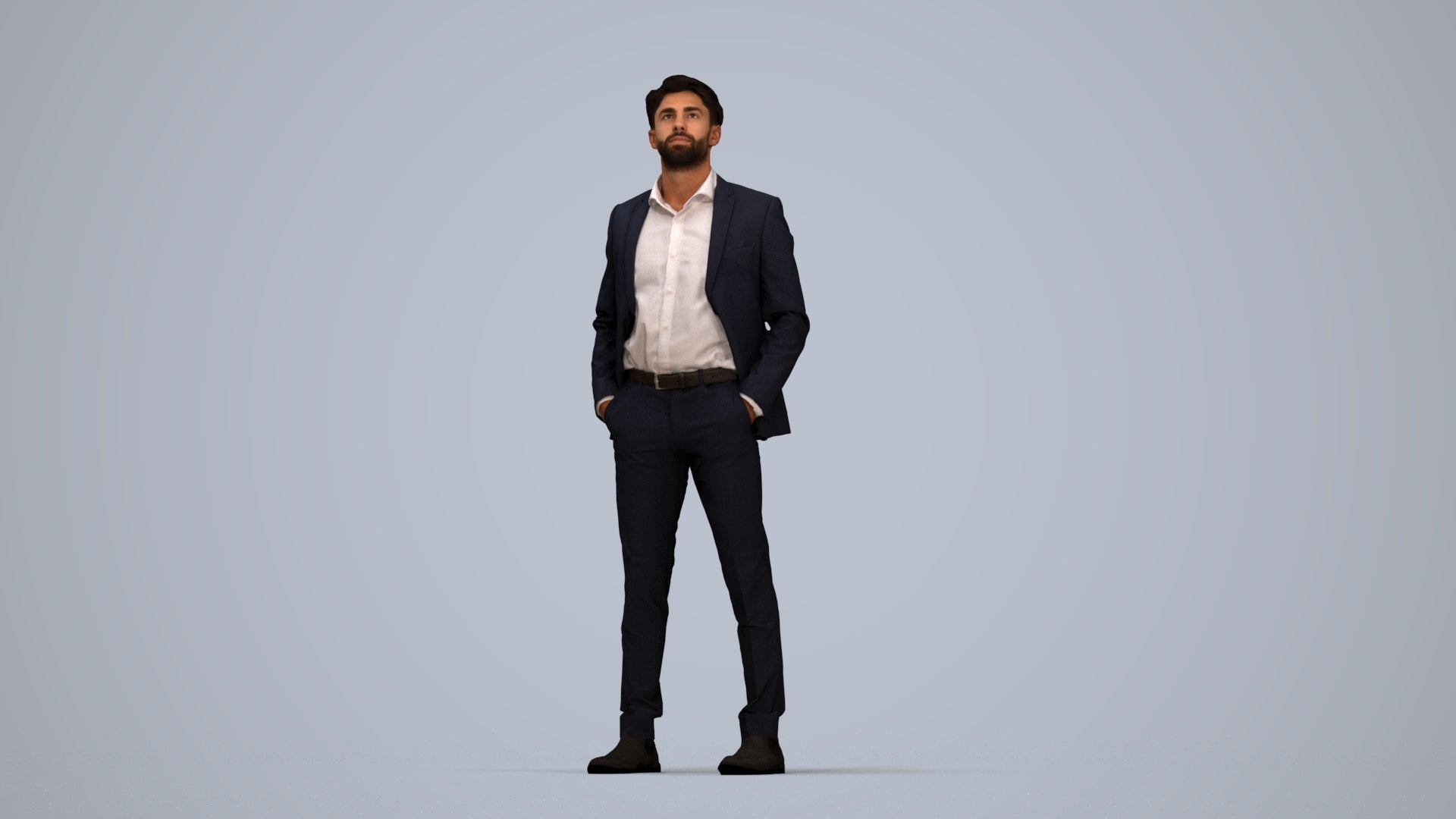 scanned 3D man business, photogrammetry people for Enscape and V-Ray, top-down view render