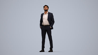 scanned 3D man business, photogrammetry people for Enscape and V-Ray, top-down view render