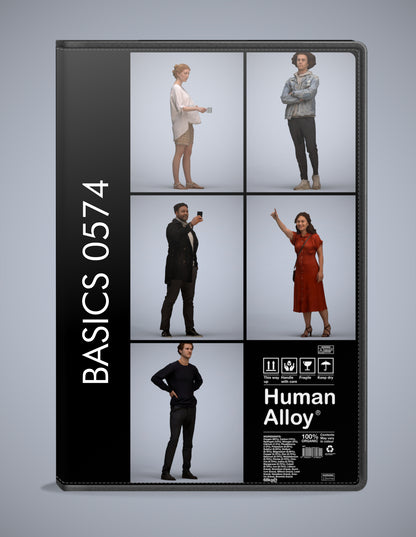 photogrammetry 3D people standing collection, 5 realistic human models archviz FBX