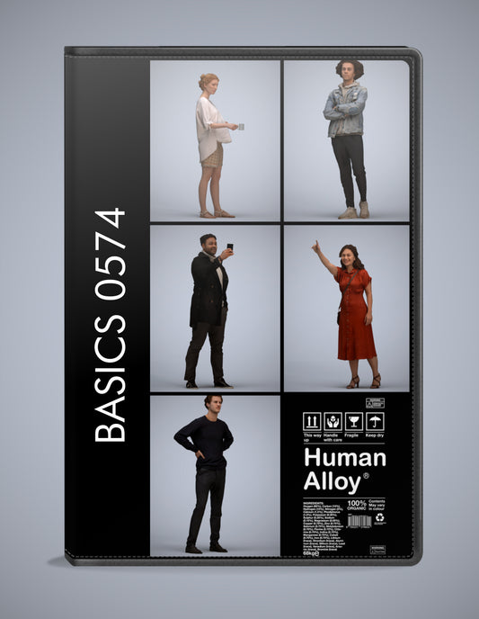 photogrammetry 3D people standing collection, 5 realistic human models archviz FBX