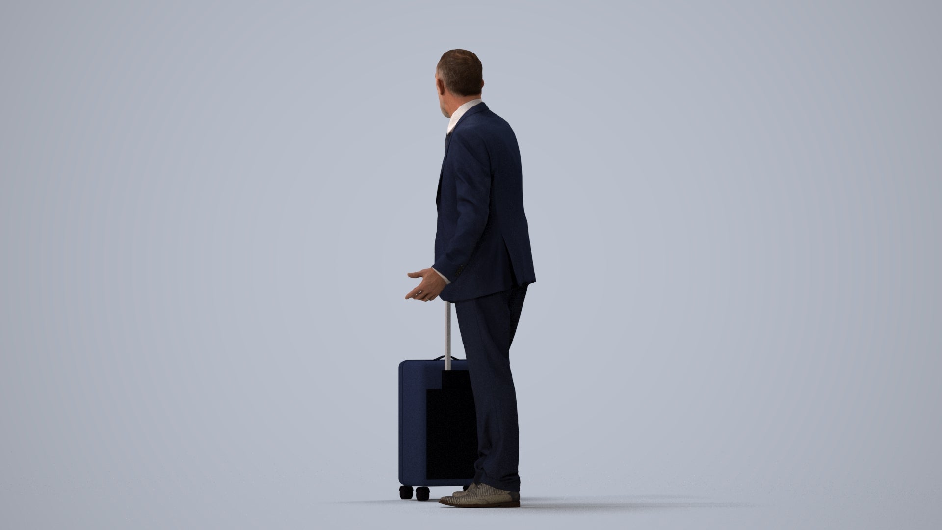 realistic 3D senior man business, scanned archviz people for Blender and 3ds Max, three-quarter view render