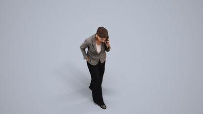 3D human model woman business, photogrammetry scanned person for archviz, back view render