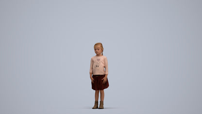 scanned 3D girl casual kids, photogrammetry people for Enscape and V-Ray, standing pose render