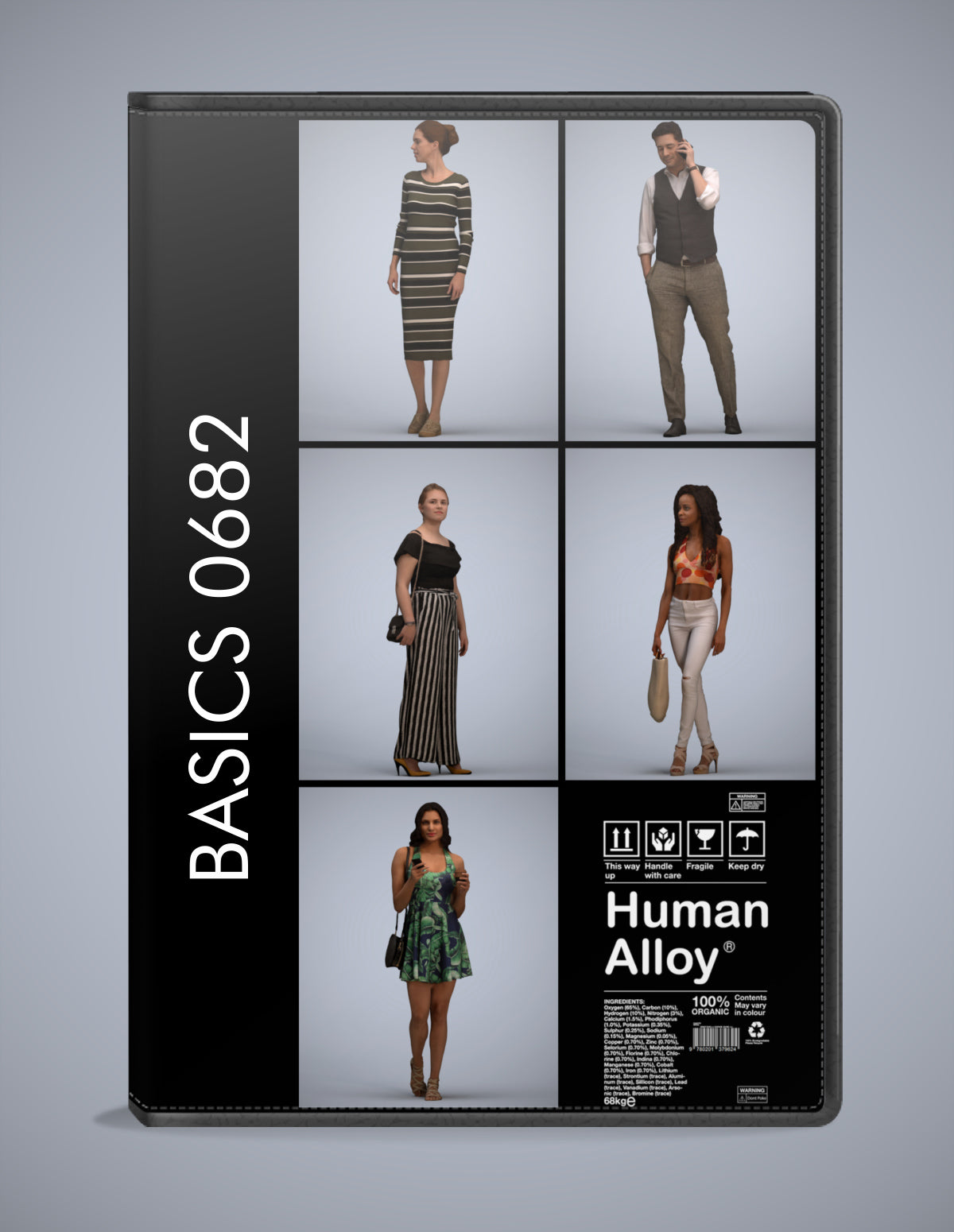 3D human models walking bundle, 5 photogrammetry scanned people for archviz