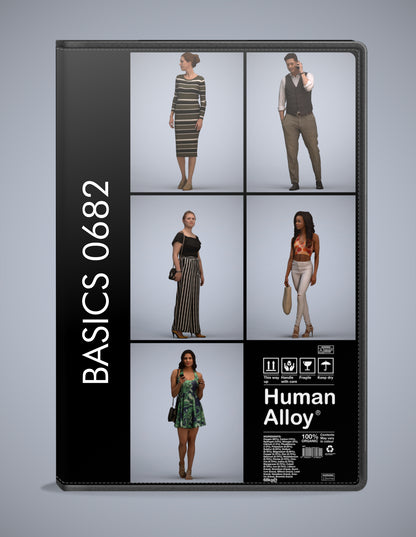 3D human models walking bundle, 5 photogrammetry scanned people for archviz
