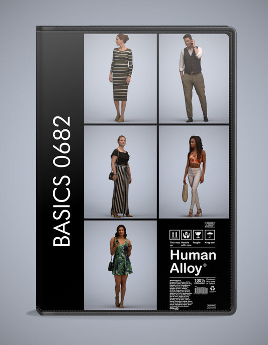3D human models walking bundle, 5 photogrammetry scanned people for archviz