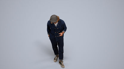 realistic 3D human man casual standing, archviz people FBX OBJ for Blender, back view render