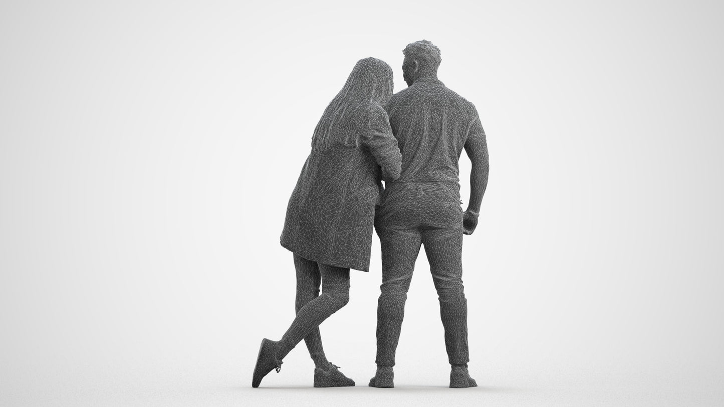 realistic 3D man casual shopping, scanned archviz people for Blender and 3ds Max, wireframe front view