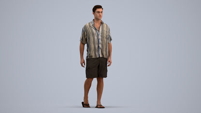 scanned 3D man casual walking, photogrammetry people for Enscape and V-Ray, standing pose render