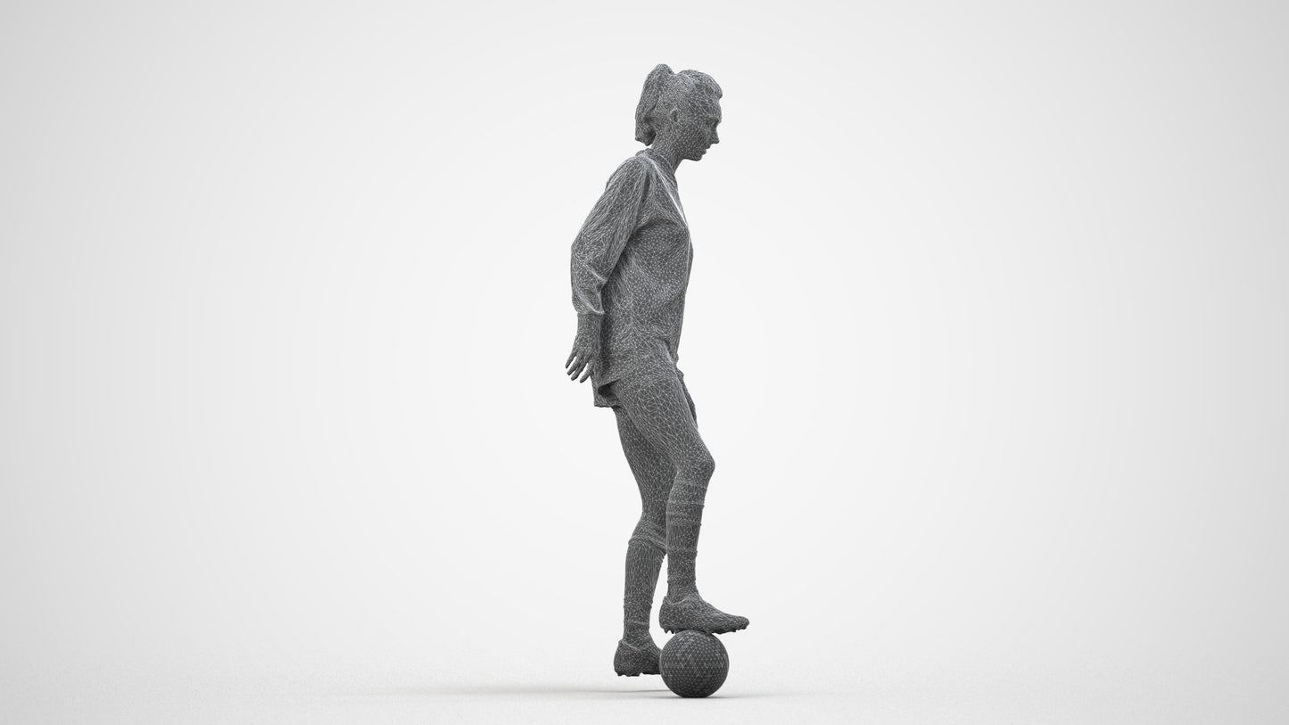 realistic 3D woman sport, scanned archviz people for Blender and 3ds Max, wireframe side view