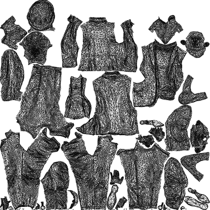 3D scanned woman business, photorealistic archviz people for Enscape and SketchUp, wireframe top-down view