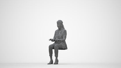 scanned 3D woman business, photogrammetry people for Enscape and V-Ray, wireframe back view