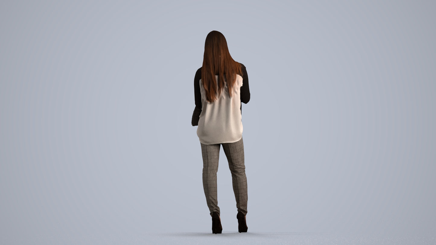 realistic 3D people woman business standing, render-ready for V-Ray and Corona, FBX OBJ, front view render