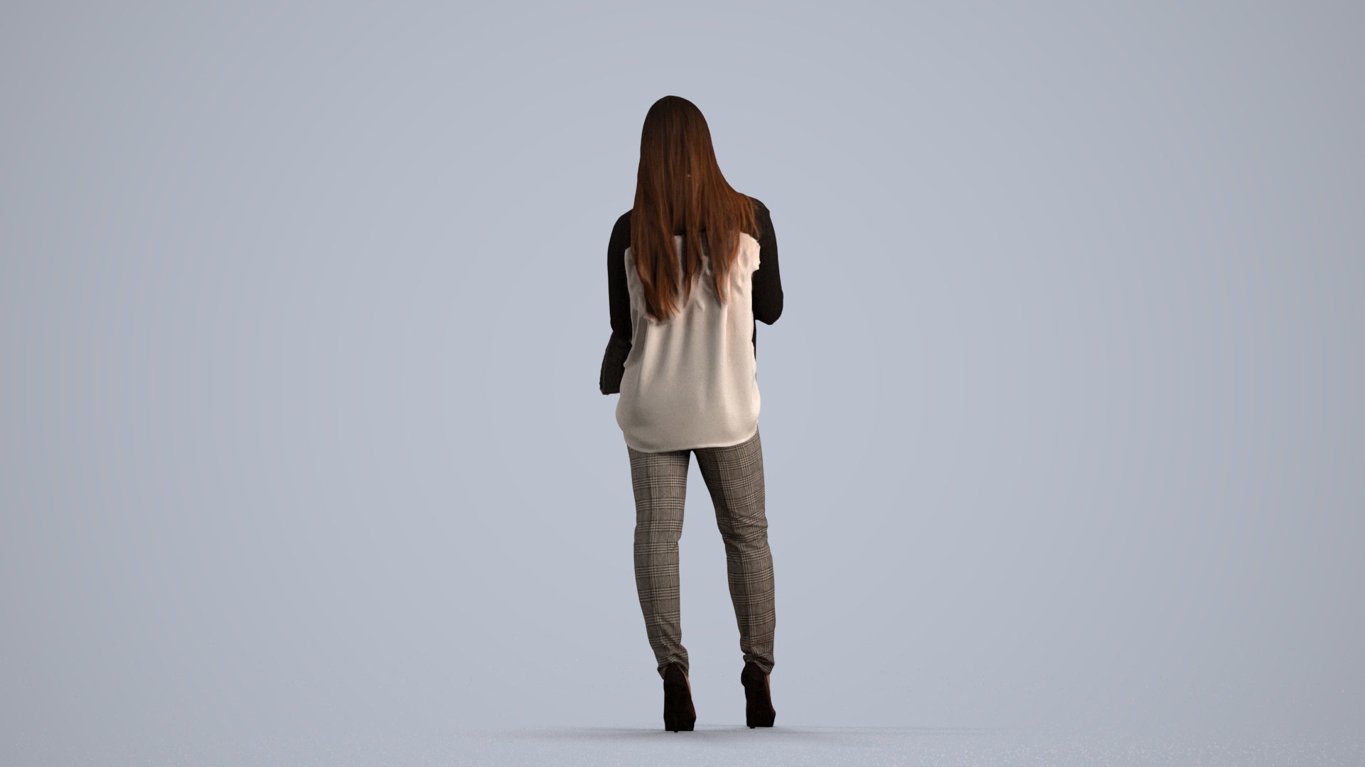realistic 3D people woman business standing, render-ready for V-Ray and Corona, FBX OBJ, front view render