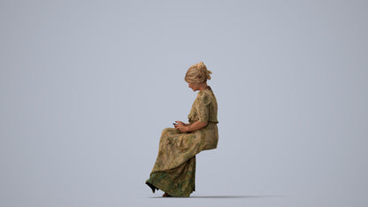 realistic 3D woman casual standing, scanned archviz people for Blender and 3ds Max, three-quarter view render