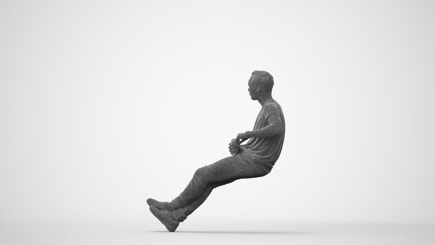 3D people model man casual sitting, scanned human for 3ds Max rendering, square thumbnail