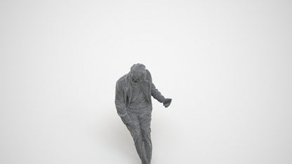 realistic 3D senior man business sitting, scanned archviz people for Blender and 3ds Max, wireframe three-quarter view