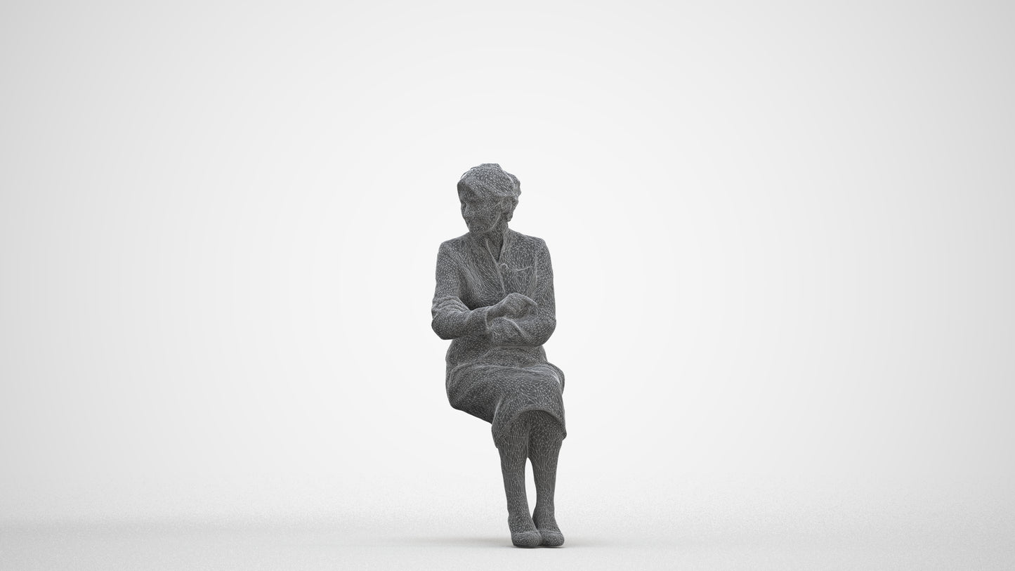 realistic 3D senior woman business, scanned archviz people for Blender and 3ds Max, three-quarter front view render