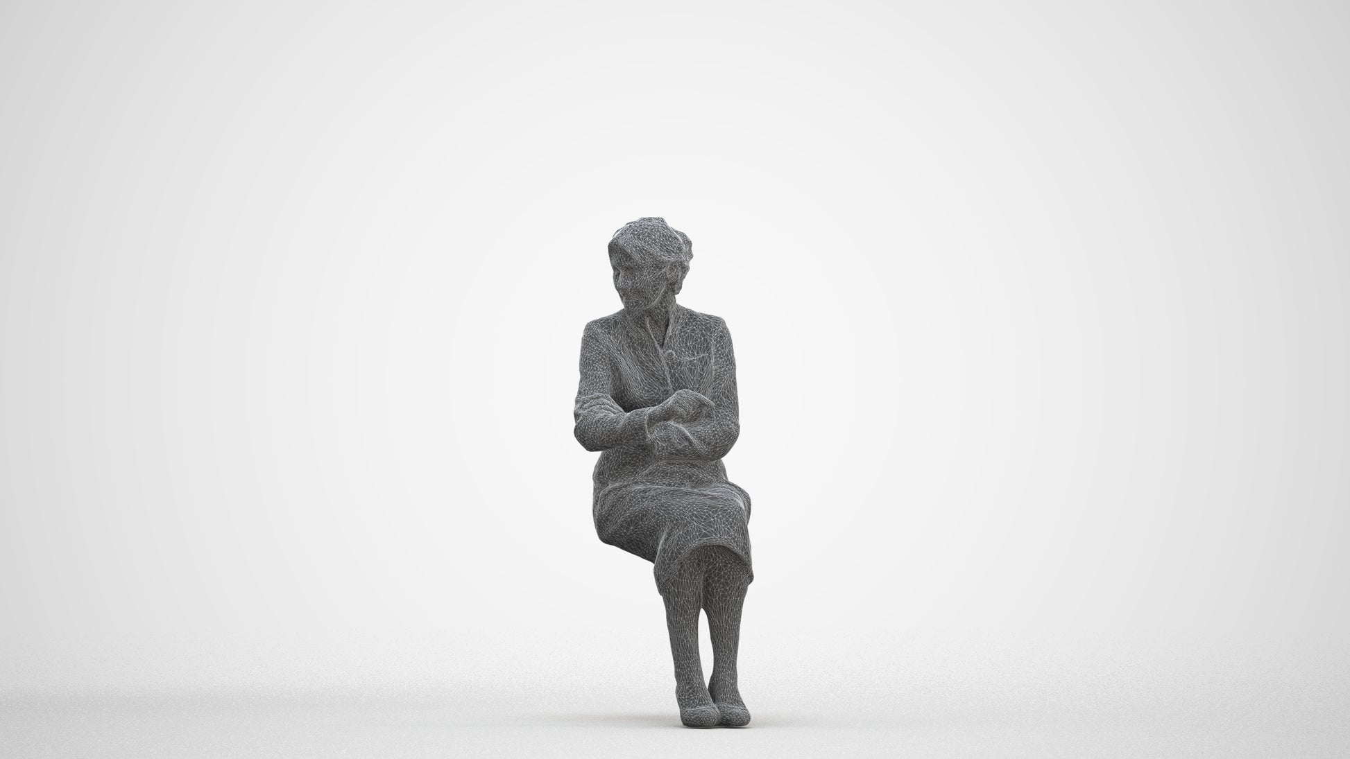 realistic 3D senior woman business, scanned archviz people for Blender and 3ds Max, three-quarter front view render
