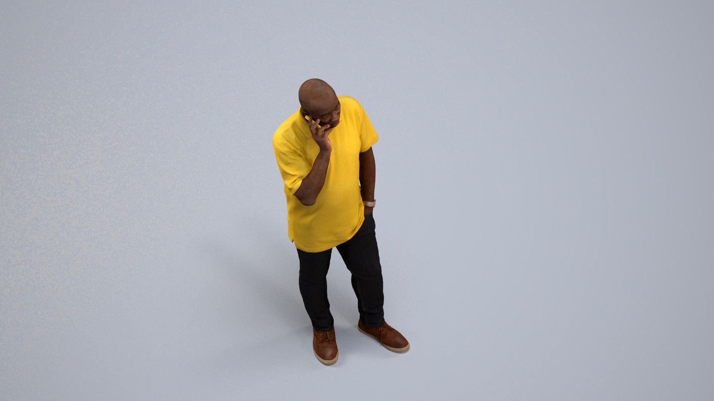 photogrammetry 3D man casual standing, realistic human model archviz FBX, back view render